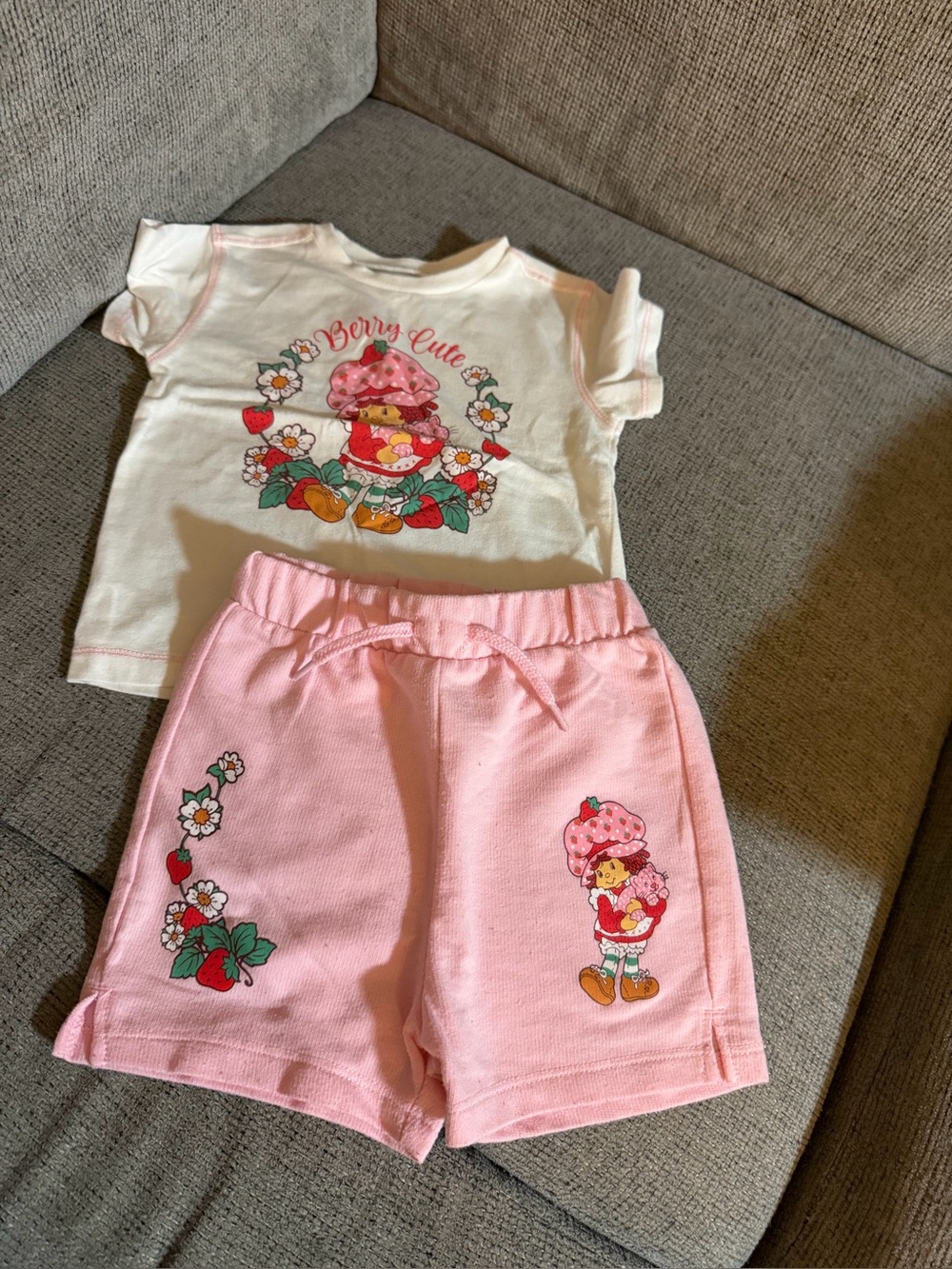 MAD Engine Pink & Cream Strawberry Short Sleeve Pajama Set